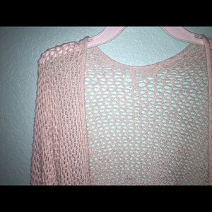 off-white, open-knit cardigan